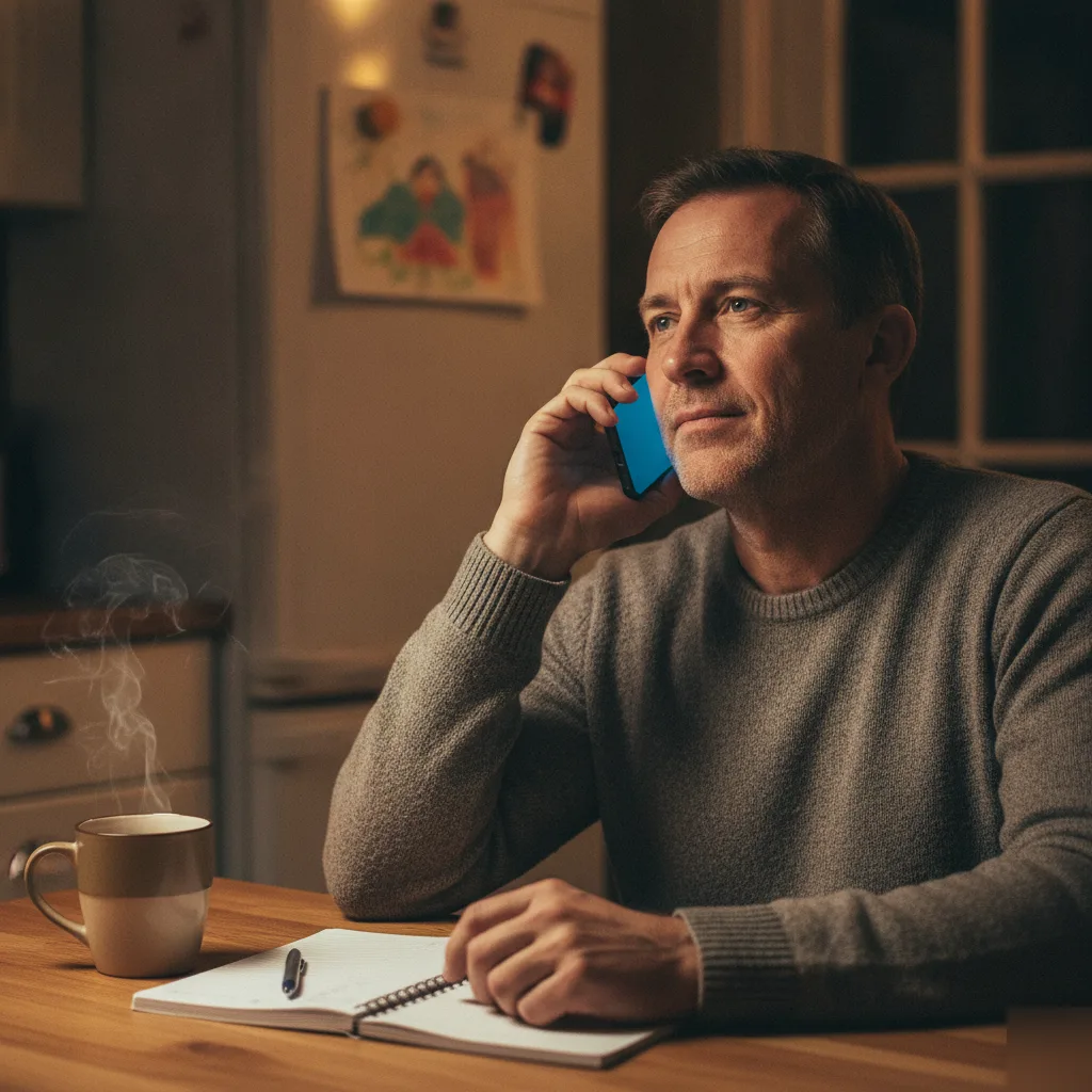 Man on phone at kitchen table learning bail bondsman may not be needed in Columbus